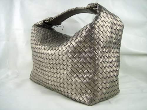 Bottega Veneta Intercciato Hobo Slouch Bag 7470 silver grey - Click Image to Close